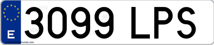 Ejemplo de matrícula de coche ordinaria 3099 LPS