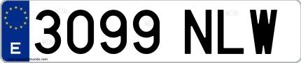 Ejemplo de matrícula española 3099 NLW