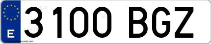 Ejemplo de matrícula española 3100 BGZ