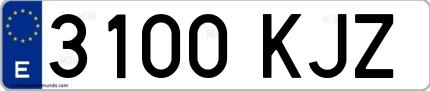 Ejemplo de matrícula española 3100 KJZ