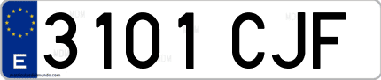 Ejemplo de matrícula de coche ordinaria 3101 CJF
