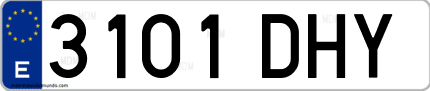 Ejemplo de matrícula de coche ordinaria 3101 DHY