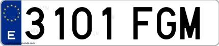 Ejemplo de matrícula española 3101 FGM