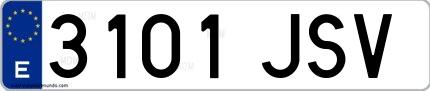 Ejemplo de matrícula española 3101 JSV