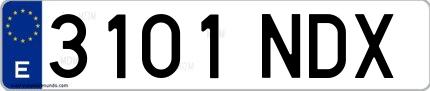 Ejemplo de matrícula española 3101 NDX