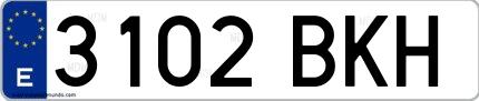 Ejemplo de matrícula española 3102 BKH