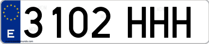 Ejemplo de matrícula de coche ordinaria 3102 HHH
