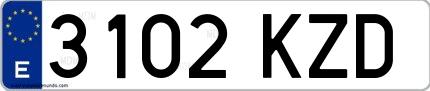 Ejemplo de matrícula española 3102 KZD
