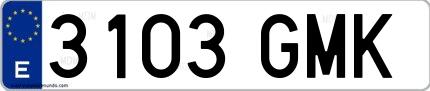 Ejemplo de matrícula española 3103 GMK