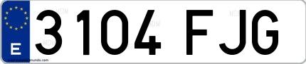 Ejemplo de matrícula española 3104 FJG