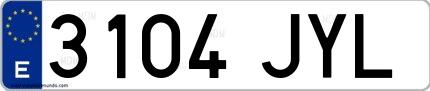Ejemplo de matrícula española 3104 JYL