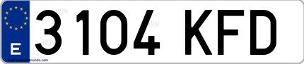 Ejemplo de matrícula española 3104 KFD