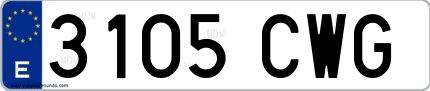 Ejemplo de matrícula española 3105 CWG