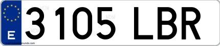 Ejemplo de matrícula española 3105 LBR