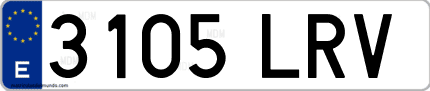 Ejemplo de matrícula de coche ordinaria 3105 LRV