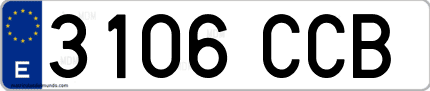 Ejemplo de matrícula de coche ordinaria 3106 CCB