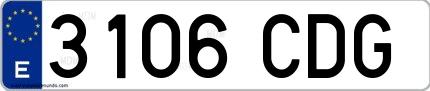 Ejemplo de matrícula española 3106 CDG