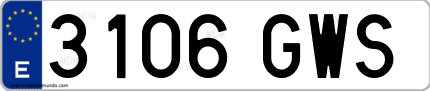 Ejemplo de matrícula de coche ordinaria 3106 GWS
