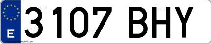 Ejemplo de matrícula española 3107 BHY