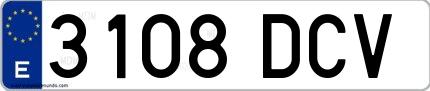 Ejemplo de matrícula española 3108 DCV