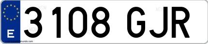 Ejemplo de matrícula española 3108 GJR