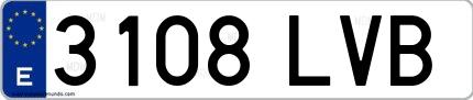 Ejemplo de matrícula española 3108 LVB