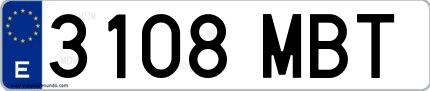 Ejemplo de matrícula española 3108 MBT