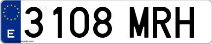 Ejemplo de matrícula española 3108 MRH