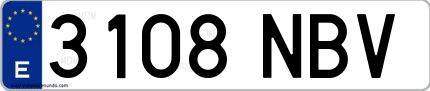 Ejemplo de matrícula española 3108 NBV