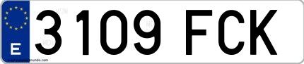 Ejemplo de matrícula española 3109 FCK