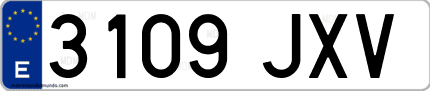 Ejemplo de matrícula de coche ordinaria 3109 JXV
