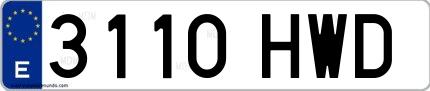 Ejemplo de matrícula española 3110 HWD