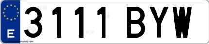 Ejemplo de matrícula española 3111 BYW