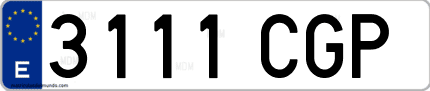 Ejemplo de matrícula de coche ordinaria 3111 CGP