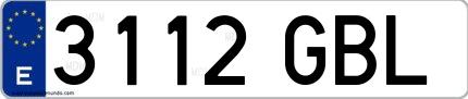 Ejemplo de matrícula española 3112 GBL