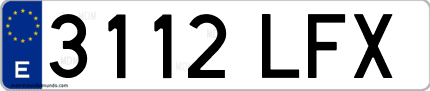 Ejemplo de matrícula de coche ordinaria 3112 LFX