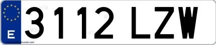 Ejemplo de matrícula española 3112 LZW