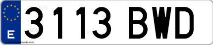 Ejemplo de matrícula de coche ordinaria 3113 BWD