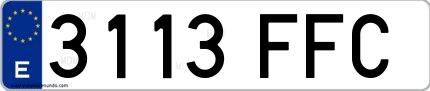 Ejemplo de matrícula española 3113 FFC