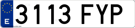 Ejemplo de matrícula de coche ordinaria 3113 FYP