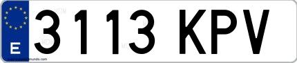 Ejemplo de matrícula española 3113 KPV