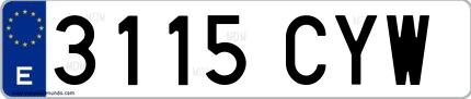 Ejemplo de matrícula española 3115 CYW