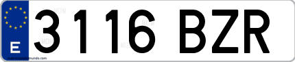 Ejemplo de matrícula de coche ordinaria 3116 BZR