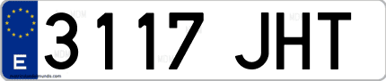 Ejemplo de matrícula de coche ordinaria 3117 JHT