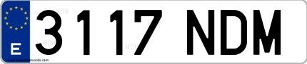 Ejemplo de matrícula española 3117 NDM