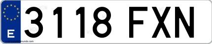 Ejemplo de matrícula española 3118 FXN