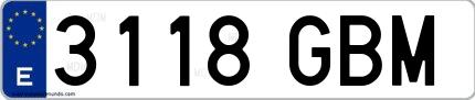 Ejemplo de matrícula española 3118 GBM