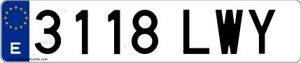 Ejemplo de matrícula española 3118 LWY