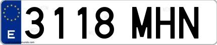 Ejemplo de matrícula española 3118 MHN