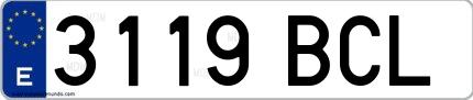 Ejemplo de matrícula española 3119 BCL